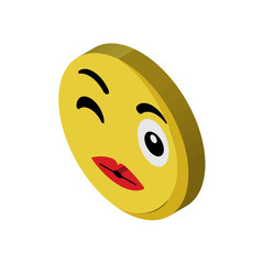 Kiss emoji isometric right top view 3D icon