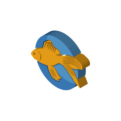 goldfish isometric right top view 3D icon