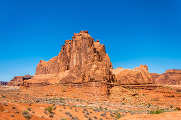 Fototapeta premium Stone cliffs in the Arches National Park, Utah. Desert Southwest USA