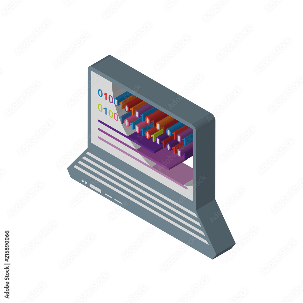 Poster binary code isometric right top view 3d icon