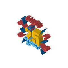 celebrating 25 years isometric right top view 3D icon