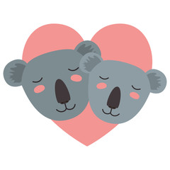 wild koalas couple in heart vector illustration design