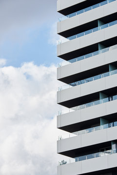 White cloud and modern building.