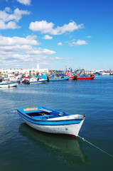 Fototapeta na wymiar Boats in the Fishing Harbor of Setubal, Portugal