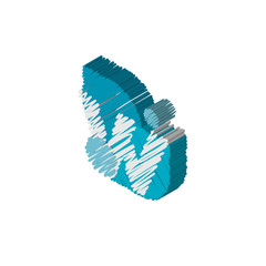 w isometric right top view 3D icon