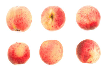 ripe peaches isolated on white background. Set or collection