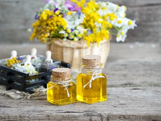 essential oils and medical flowers herbs 