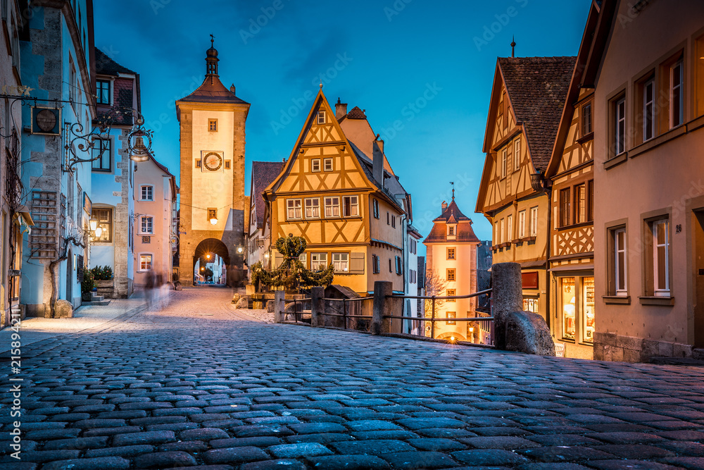 Wall mural rothenburg ob der tauber at twilight, bavaria, germany