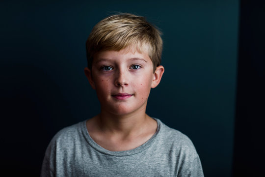 portrait of a confident preteen boy