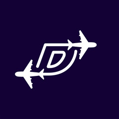 Fototapeta premium Line Airways D letter logo vector element. Initial Plane Travel logo Template