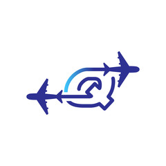 Line Airways Q letter logo vector element. Initial Plane Travel logo Template