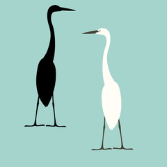 Obraz premium heron vector illustration flat style black silhouette