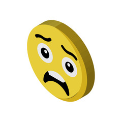 Fototapeta premium Surprised emoji isometric right top view 3D icon