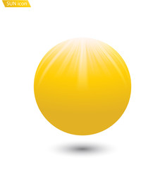 Yellow sun icon, clip-art, symbol, isolated on white background, vector illustration.