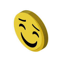 Happy emoji isometric right top view 3D icon