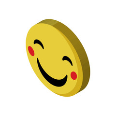 Happy emoji isometric right top view 3D icon