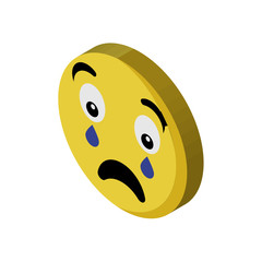 Shocked emoji isometric right top view 3D icon