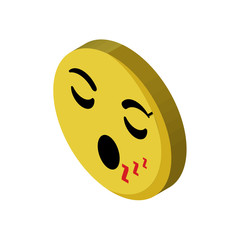 Sleeping emoji isometric right top view 3D icon