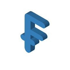Fototapeta premium Switzerland currency isometric right top view 3D icon