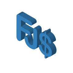 Fiji currency isometric right top view 3D icon