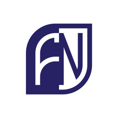 FN initial letter emblem logo negative space