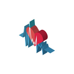 heartbeat isometric right top view 3D icon