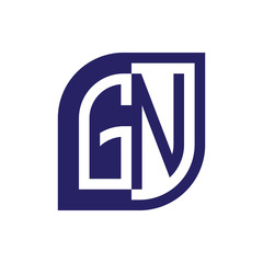 GN initial letter emblem logo negative space