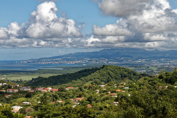 Fototapeta na wymiar Martinique, FWI - View to Fort de France from the mountains
