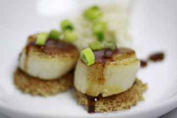 King Scallops with a Honey Glaze Sauce 