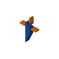 ji ij isometric right top view 3D icon