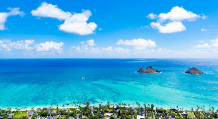 ハワイ　オアフ島カイルア・ラニカイビーチ「天国の海」