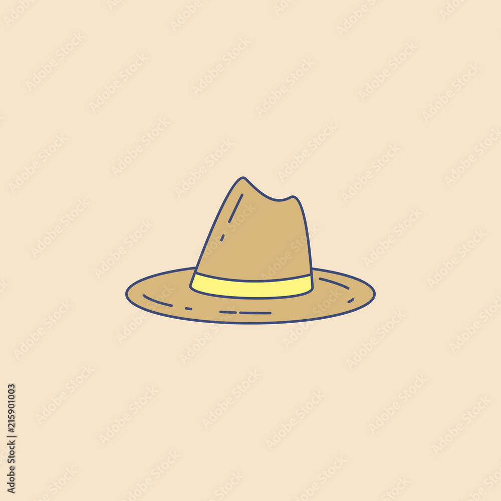 Poster scout hat field outline icon. element of outdoor recreation icon for mobile concept and web apps. fi