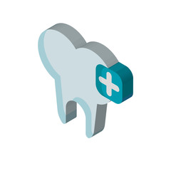 Tooth isometric right top view 3D icon