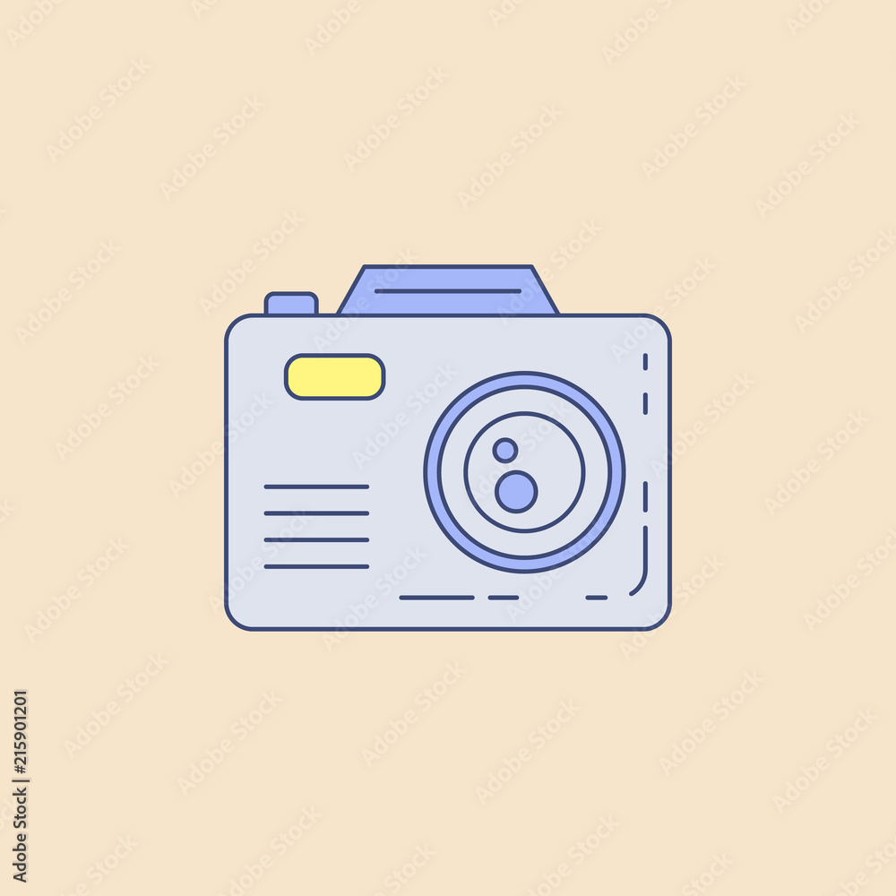 Poster camera field outline icon. element of outdoor recreation icon for mobile concept and web apps. field