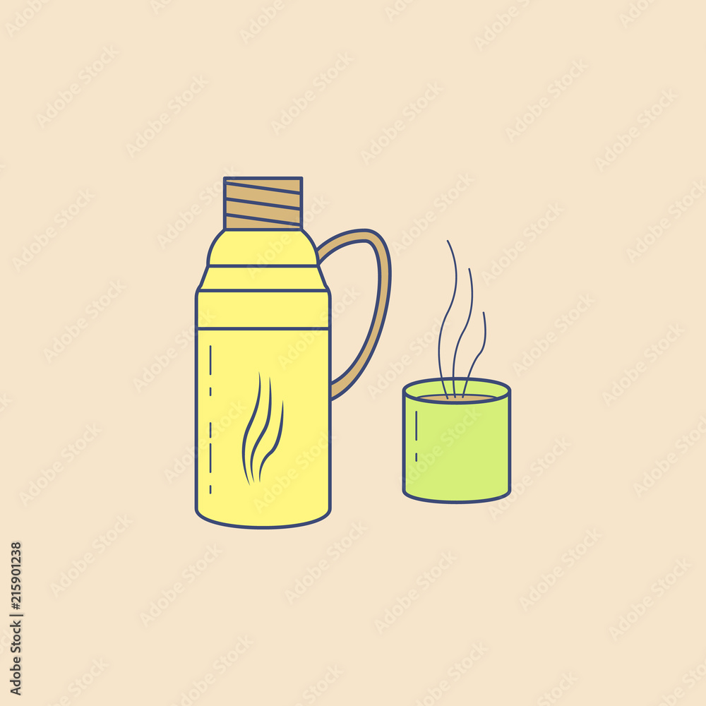 Poster thermos flask field outline icon. element of outdoor recreation icon for mobile concept and web apps
