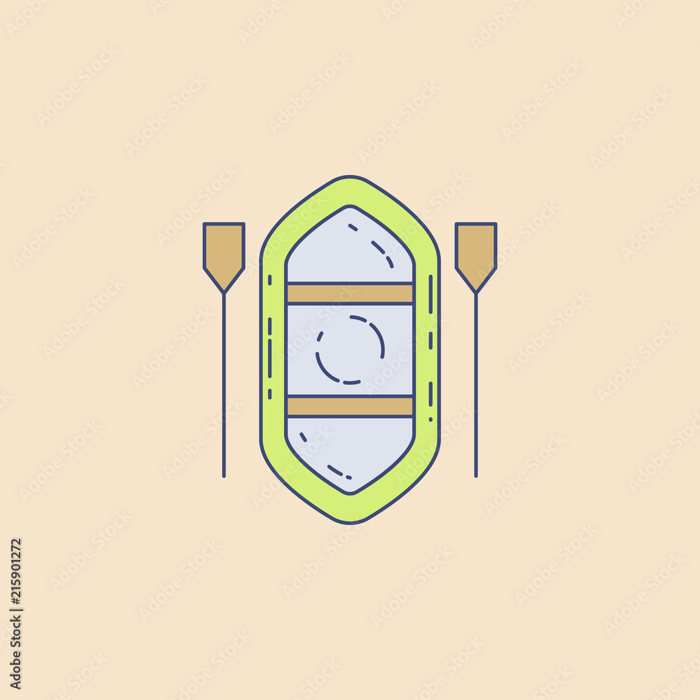 Poster inflatable boat field outline icon. element of outdoor recreation icon for mobile concept and web ap
