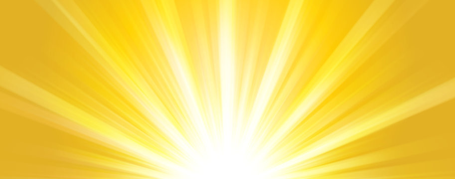 Abstract  summer background. Shiny hot sun lights horizontal banner illustration with yellow and orange vibrant color tones.