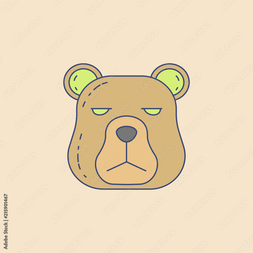 Aufkleber the head of a bear field outline icon. element of outdoor recreation icon for mobile concept and web