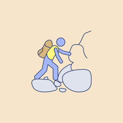 man climbs mountains field outline icon. Element of outdoor recreation icon for mobile concept and web app. Field outline man climbs mountains icon can be used for web and mobile