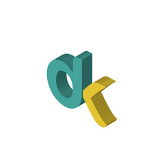 dk, kd isometric right top view 3D icon