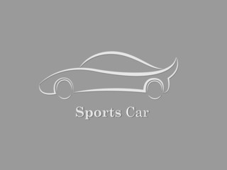 A white sports car logo for business vector illustration