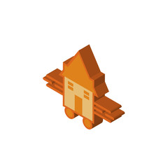 tiny house isometric right top view 3D icon