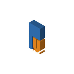 PV or VP isometric right top view 3D icon