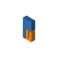 PU or UP isometric right top view 3D icon