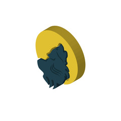 howling wolf isometric right top view 3D icon
