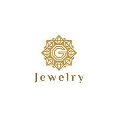 Icon letter G, jewelry logo template vector illustration