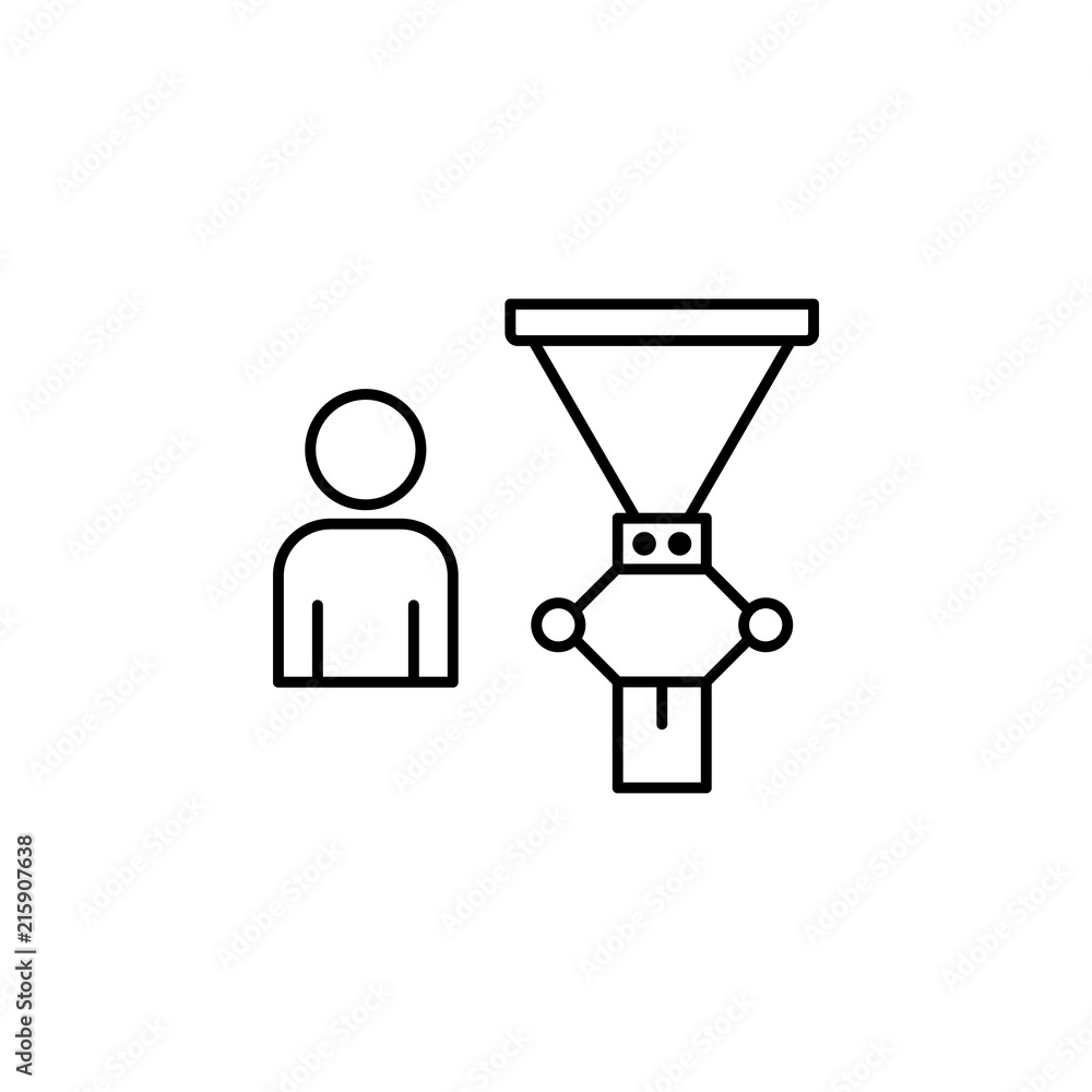 Poster person and mechanism icon. element of intelligence icon for mobile concept and web apps. thin line p