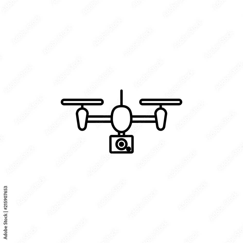 Poster drone with camera icon. element of intelligence icon for mobile concept and web apps. thin line dron