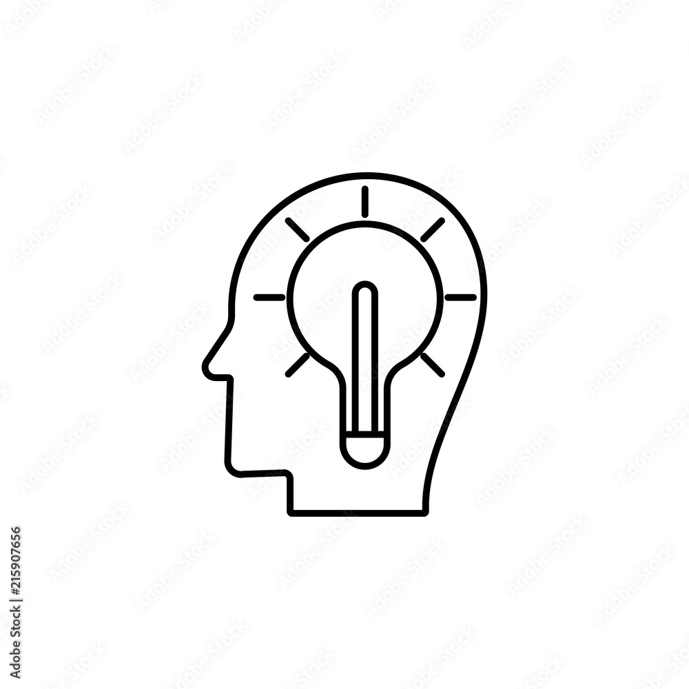 Poster idea in head icon. element of intelligence icon for mobile concept and web apps. thin line idea in h
