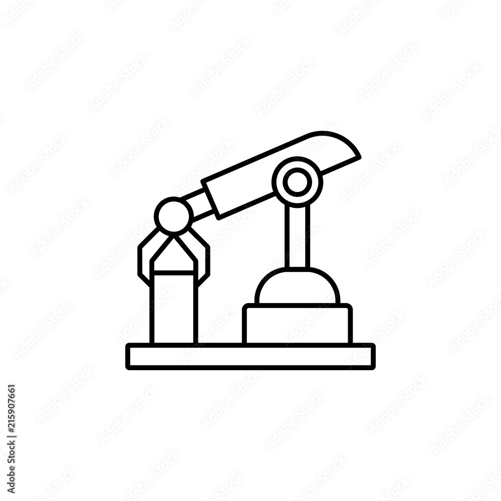 Poster robot in production icon. element of intelligence icon for mobile concept and web apps. thin line ro